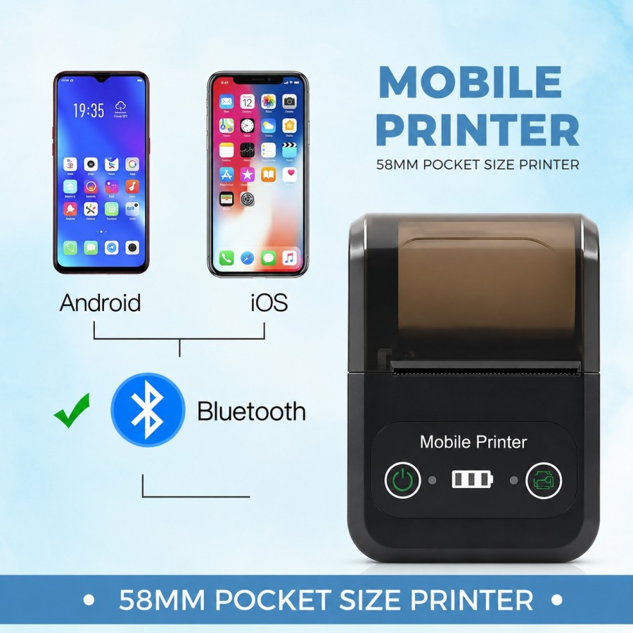 58mm Thermal Receipt Printer | High-Speed POS Billing Printer | USB/Bluetooth Compatible